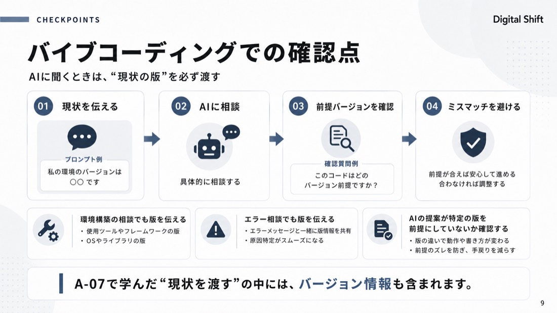 バイブコーディングでの確認点