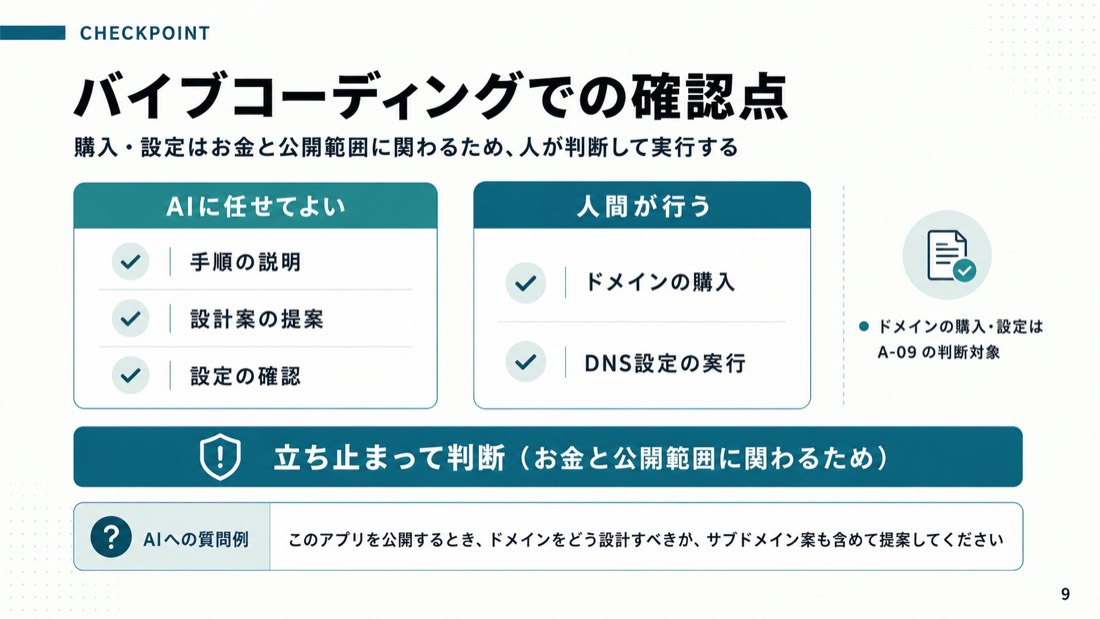 バイブコーディングでの確認点