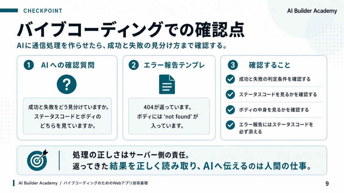 バイブコーディングでの確認点
