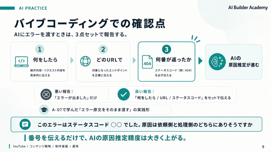 バイブコーディングでの確認点