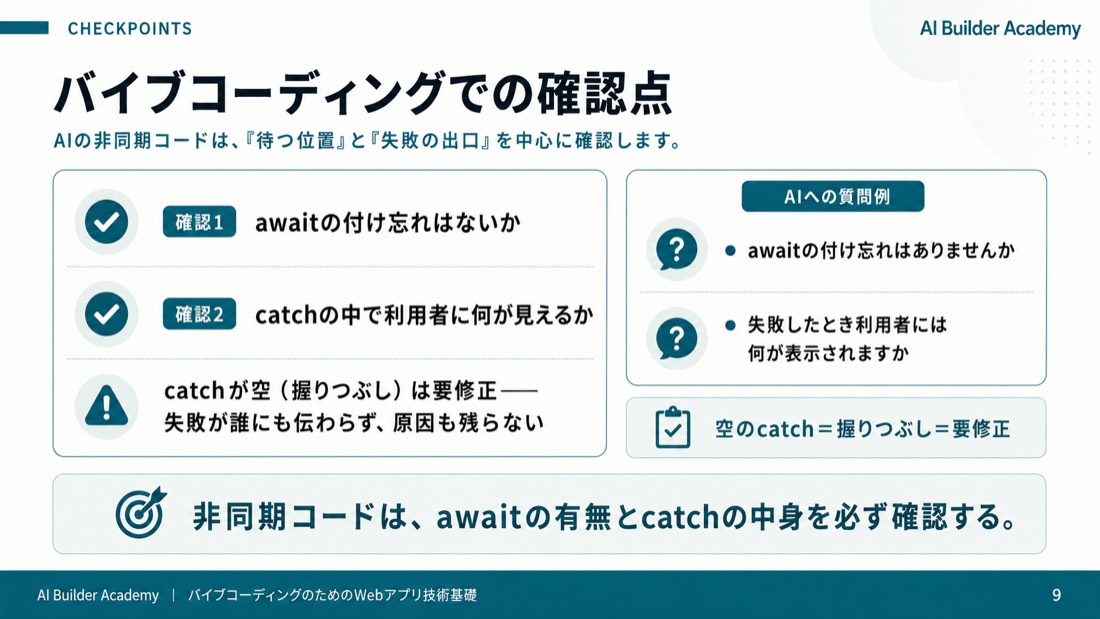 バイブコーディングでの確認点