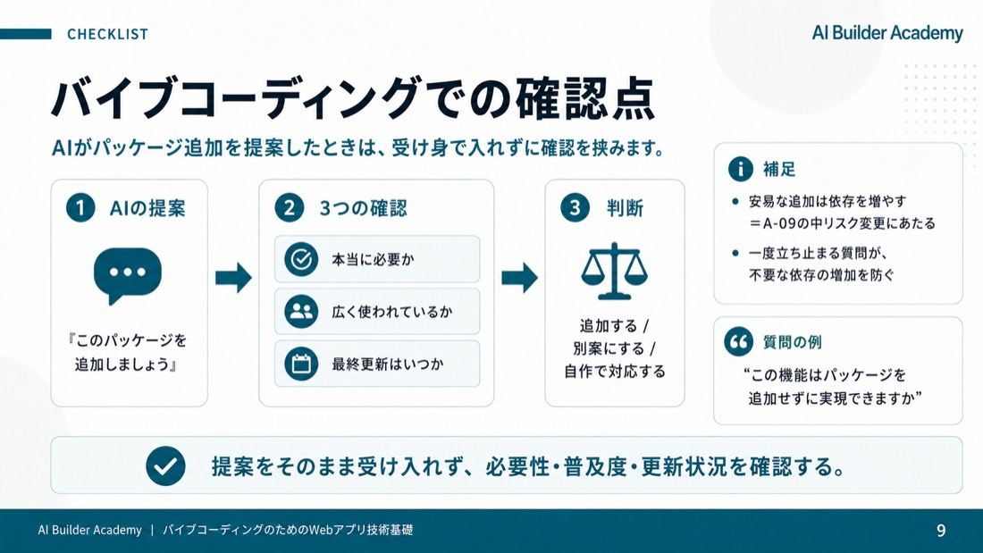 バイブコーディングでの確認点