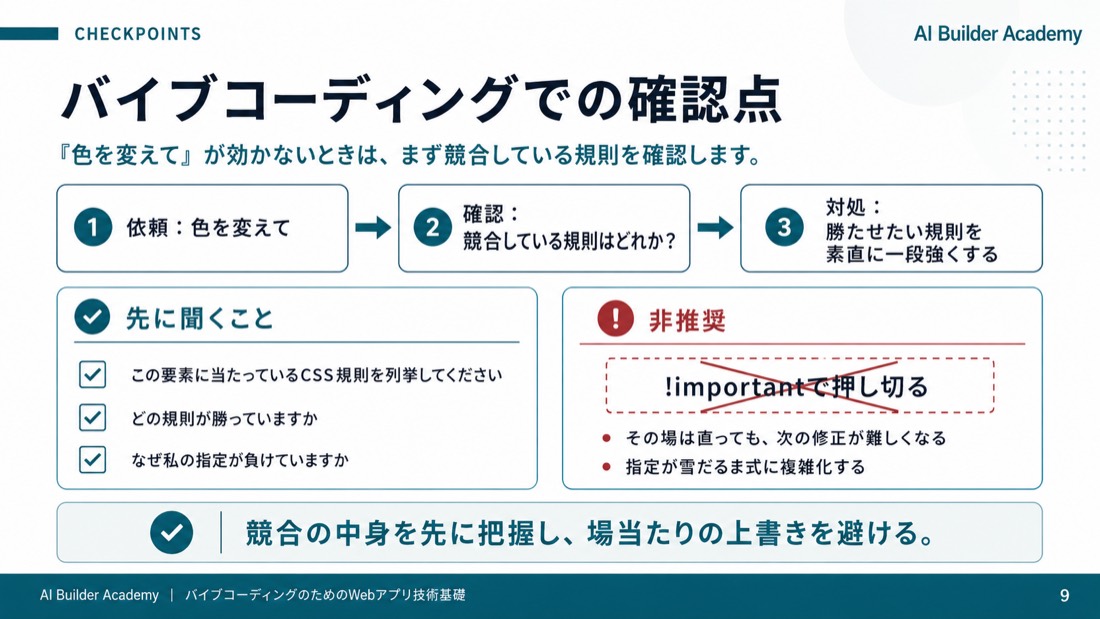 バイブコーディングでの確認点