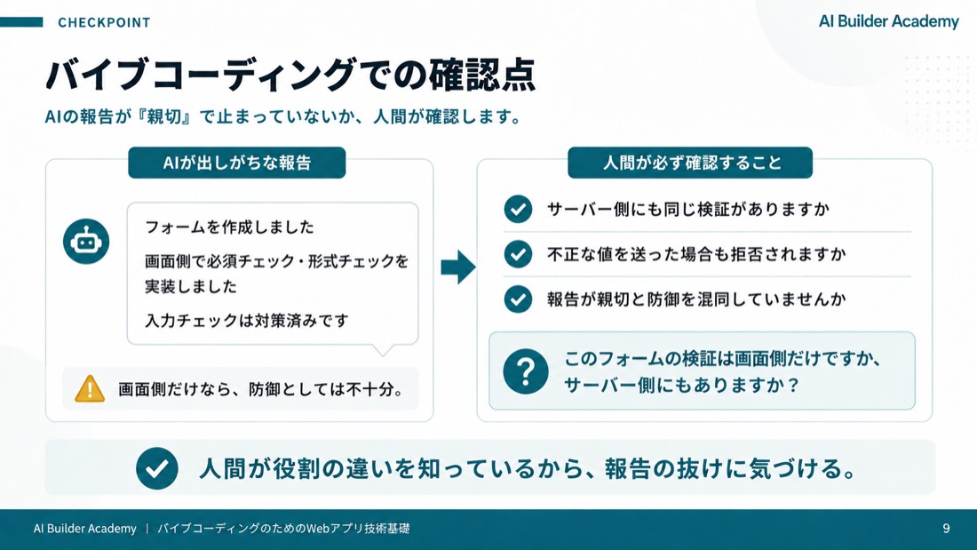 バイブコーディングでの確認点