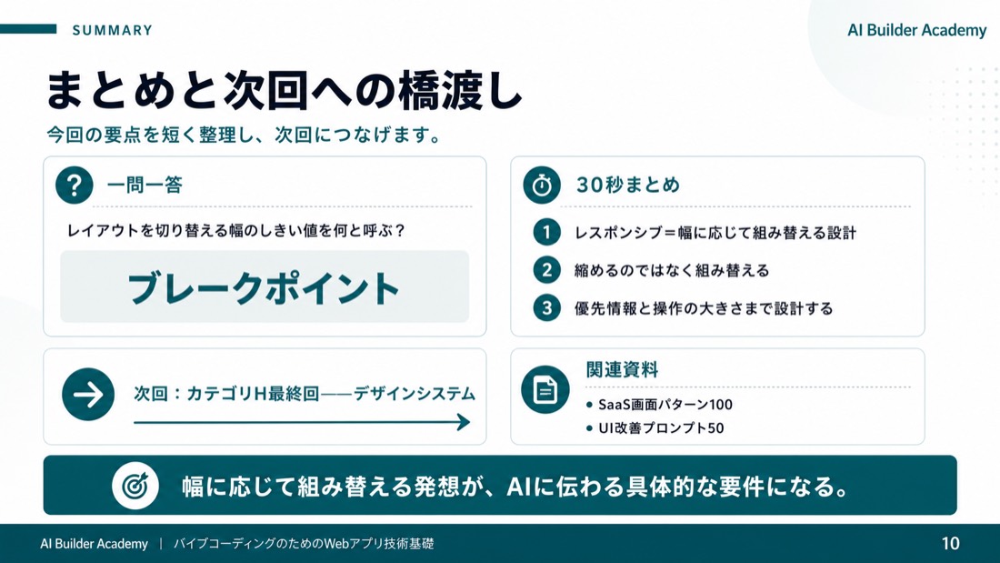 まとめと次回への橋渡し