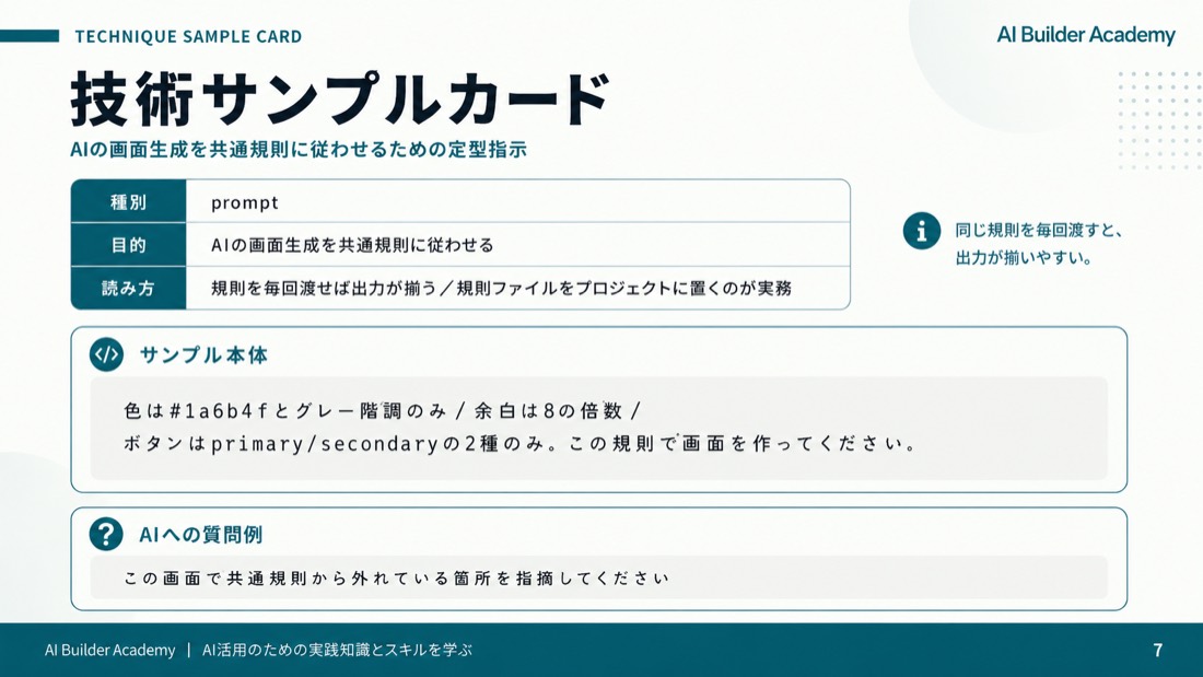 技術サンプルカード