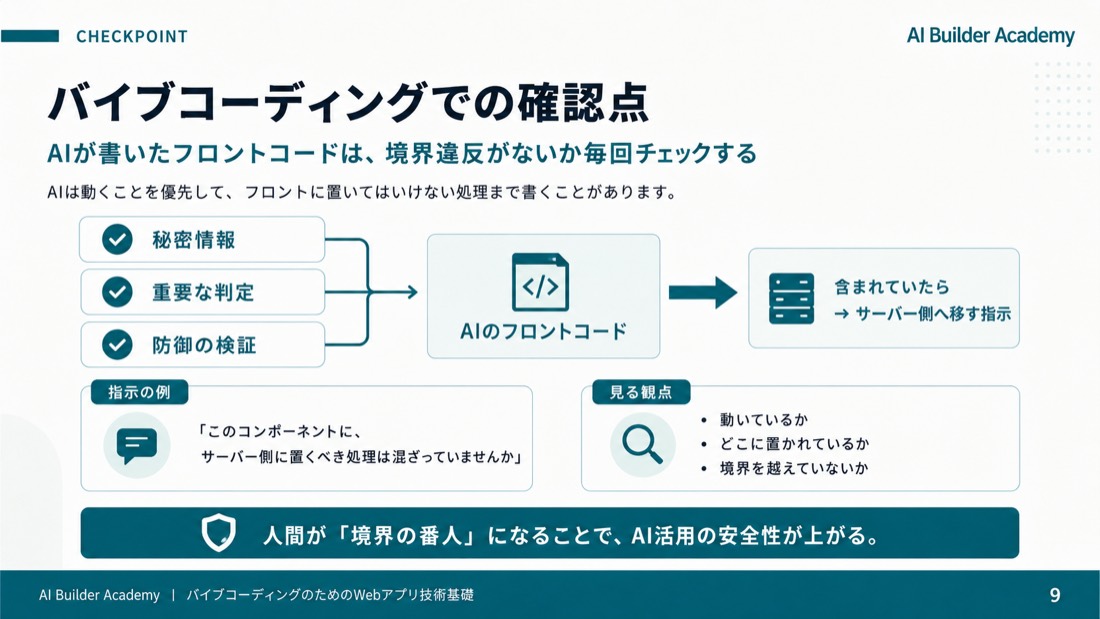 バイブコーディングでの確認点