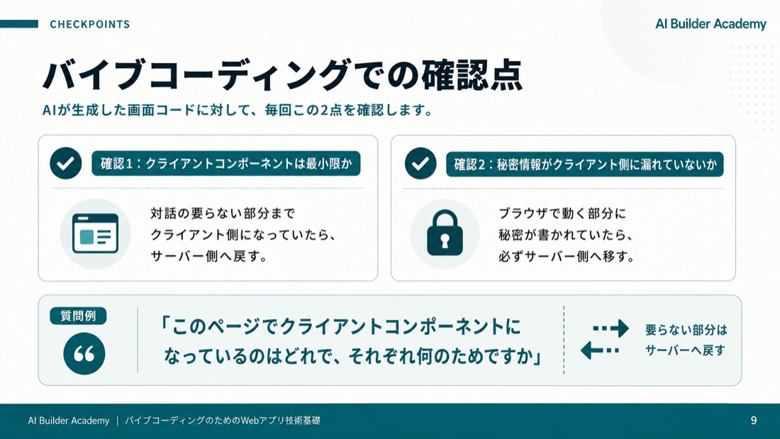 バイブコーディングでの確認点