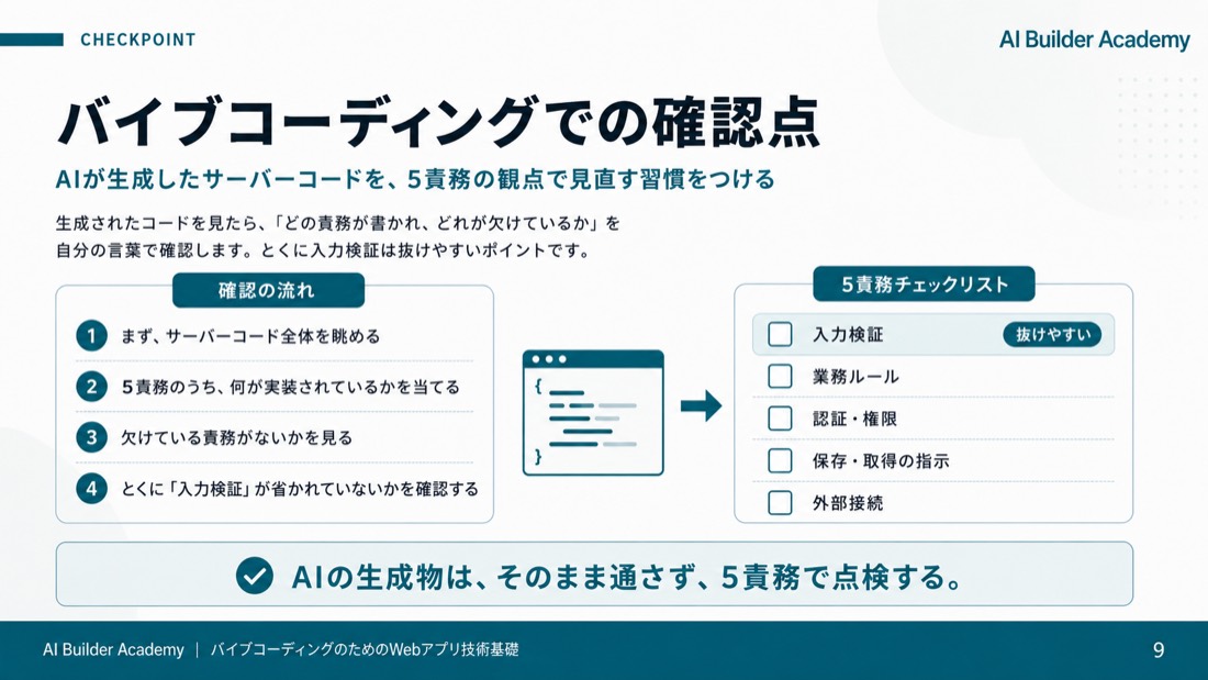 バイブコーディングでの確認点