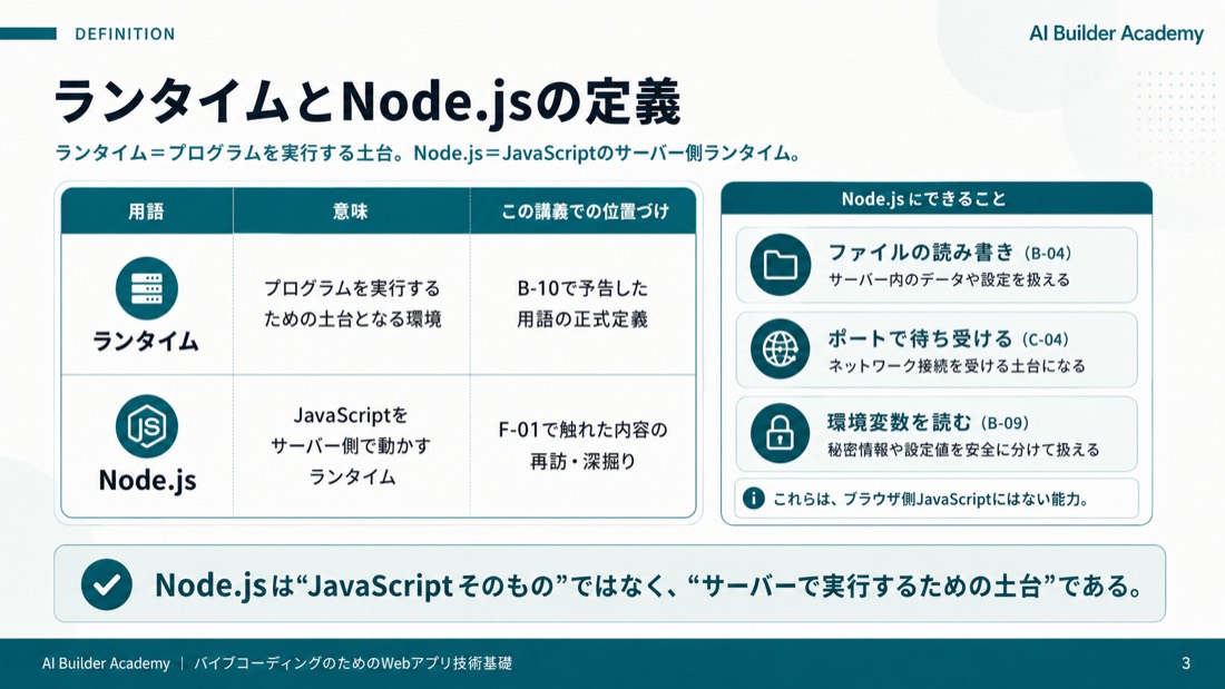 ランタイムとNode.jsの定義