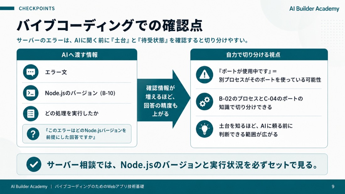 バイブコーディングでの確認点