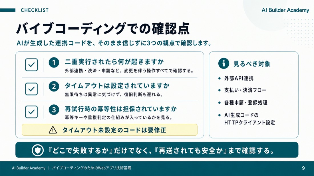 バイブコーディングでの確認点