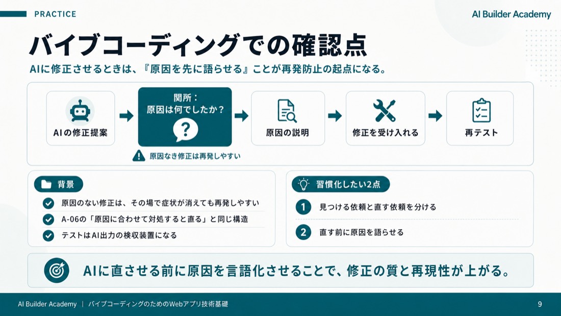 バイブコーディングでの確認点