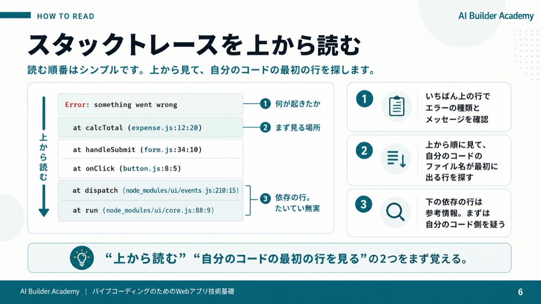 スタックトレースを上から読む
