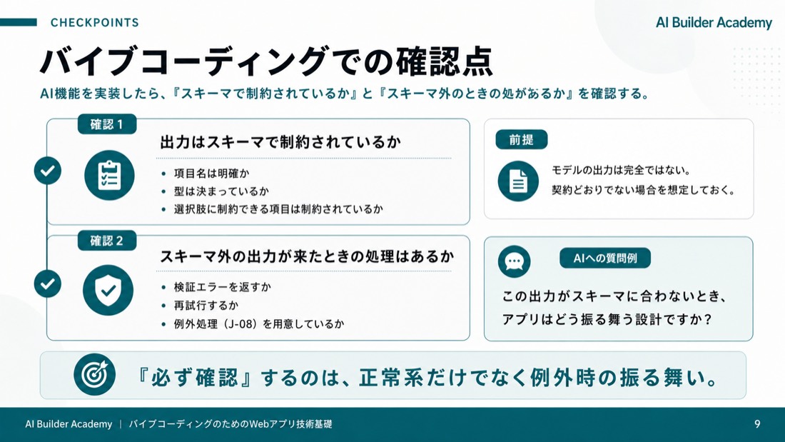 バイブコーディングでの確認点